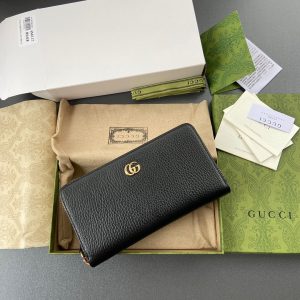 Gucci Leather Zip Wallet Handbags Black 19cm (2)