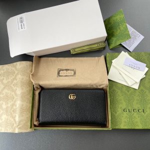 Gucci Leather Zip Wallet Handbags Black 19cm (2)