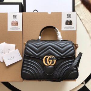 Gucci Marmont Top Handle Black Replica Bags 27cm (2)