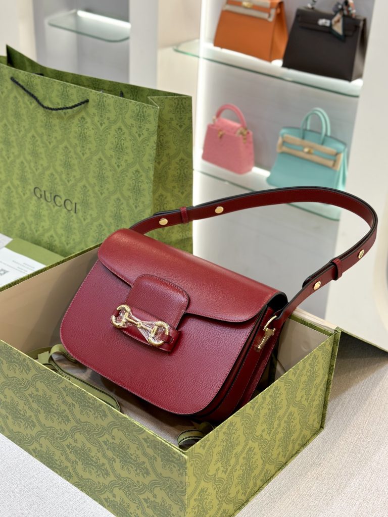 Gucci Replica Bags Horsebit 1955 Leather Red Size 25cm (2)