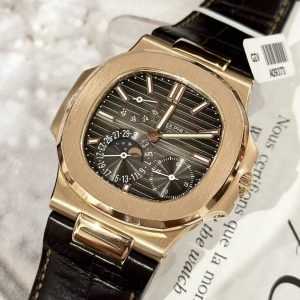 Patek Philippe Nautilus 57121R-001 18K Solid Gold Watch Leather Strap