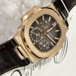 Patek Philippe Nautilus 57121R-001 18K Solid Gold Watch Leather Strap