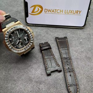 Patek Philippe Nautilus 5724R Solid Gold Diamond CVD Replica Watch 40mm (9)