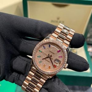Rolex Day-Date 128345RBR Natural Diamond Solid Gold Watch 36mm (7)
