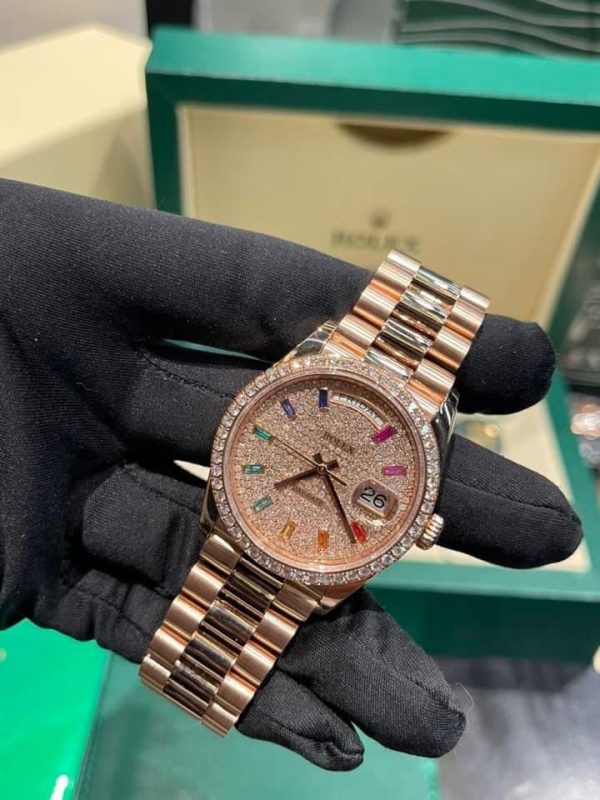 Rolex Day-Date 128345RBR Natural Diamond Solid Gold Watch 36mm (7)