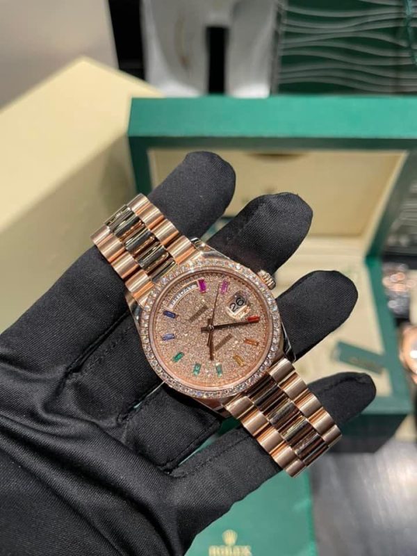 Rolex Day-Date 128345RBR Natural Diamond Solid Gold Watch 36mm (7)