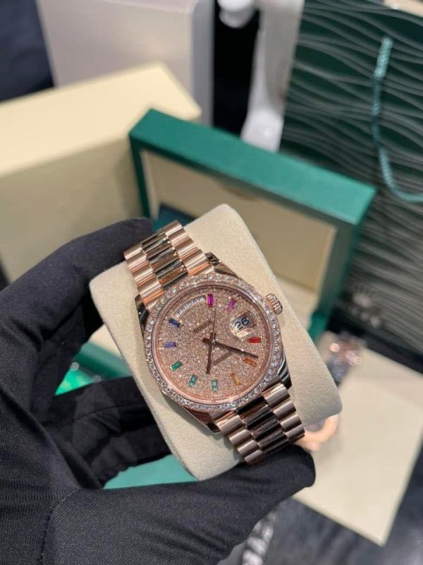 Rolex Day-Date 128345RBR Natural Diamond Solid Gold Watch 36mm (7)