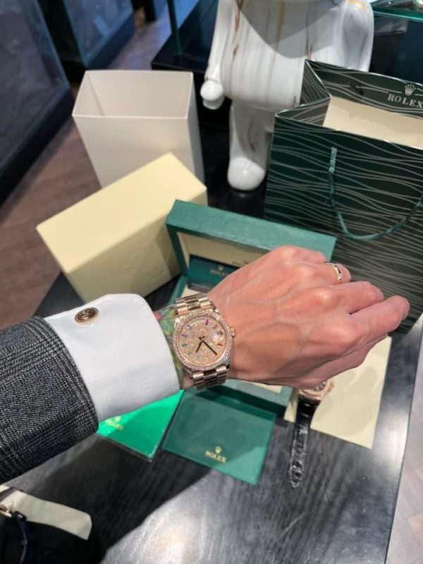 Rolex Day-Date 128345RBR Natural Diamond Solid Gold Watch 36mm (7)
