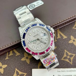 Rolex GMT-Master II 116759SARU Custom Moissanite Sapphire Diamonds 40mm (10)