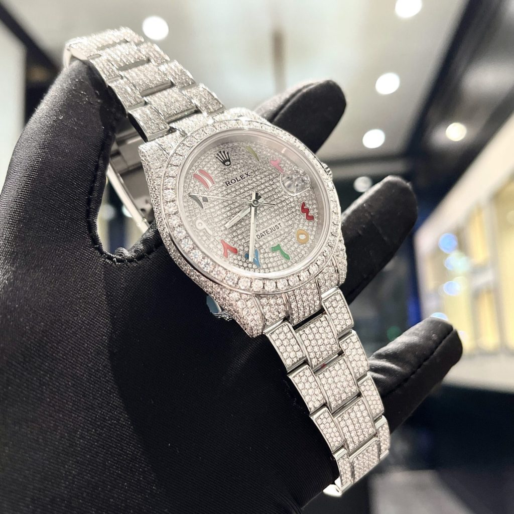 Rolex Iced Out Moissanite Datejust 126334 Arabic Dial Replica Watch 41mm (7)