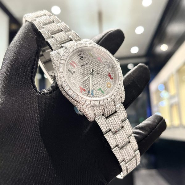 Rolex Iced Out Moissanite Datejust 126334 Arabic Dial Replica Watch 41mm (7)