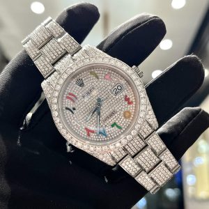 Rolex Iced Out Moissanite Datejust 126334 Arabic Dial Replica Watch 41mm (7)