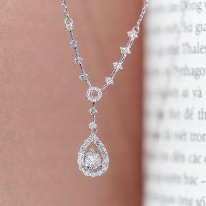 Women's Necklace Teardrop-Shaped Custom Natural Diamond White Gold 18k (2)