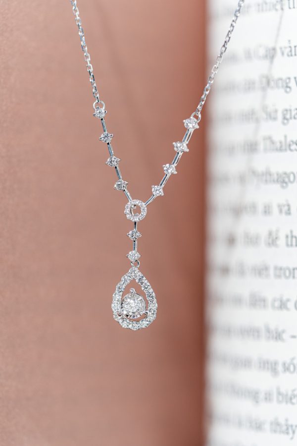 Women's Necklace Teardrop-Shaped Custom Natural Diamond White Gold 18k (2)