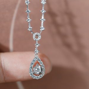 Women's Necklace Teardrop-Shaped Custom Natural Diamond White Gold 18k (2)