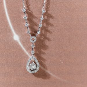 Women's Necklace Teardrop-Shaped Custom Natural Diamond White Gold 18k (2)