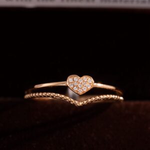 Women's Ring With Heart Pattern With Natural Diamond Crafted In 18k Rose Gold (2)