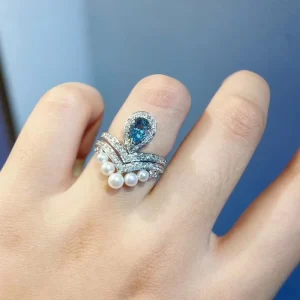 Boucheron Womens Rings Crown Texture Custom 18K White Gold Diamond (2)