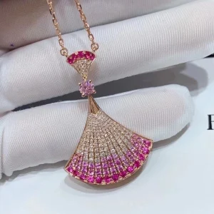 Bvlgari Divas Dream Pink Necklace Custom Sapphire Diamond 18K Rose Gold (2)