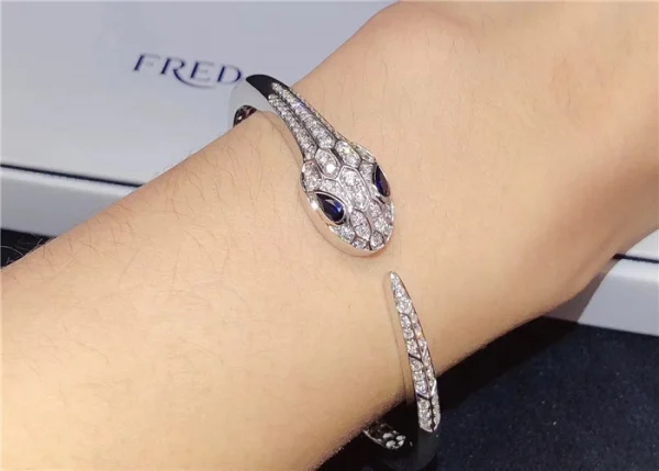 Bvlgari Serpenti Bangle Bracelet Custom Diamond 18K White Gold (2)
