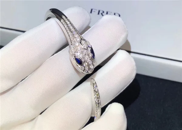 Bvlgari Serpenti Bangle Bracelet Custom Diamond 18K White Gold (2)