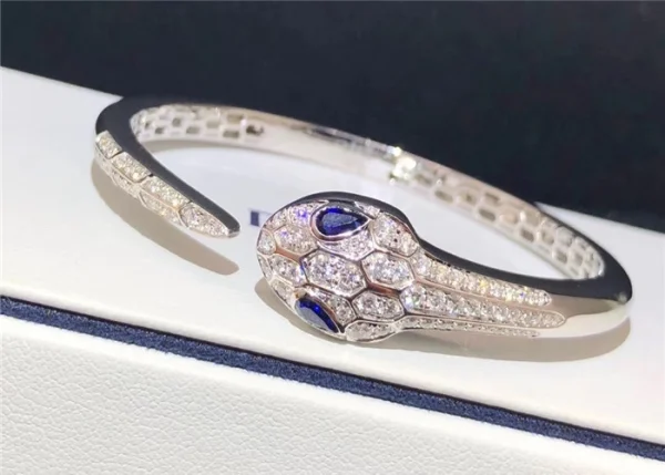 Bvlgari Serpenti Bangle Bracelet Custom Diamond 18K White Gold (2)