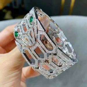 Bvlgari Serpenti Bracelet Custom Emerald Diamond White Gold 18K (2)
