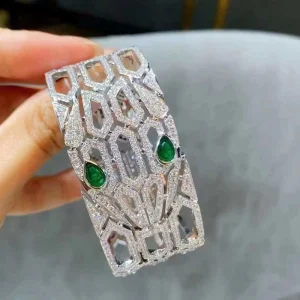 Bvlgari Serpenti Bracelet Custom Emerald Diamond White Gold 18K (2)