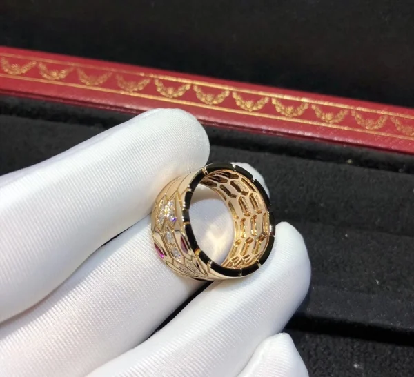 Bvlgari Serpenti Rings Custom Ruby Diamond 18K Rose Gold (2)