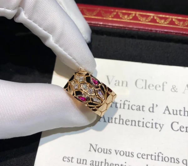 Bvlgari Serpenti Rings Custom Ruby Diamond 18K Rose Gold (2)
