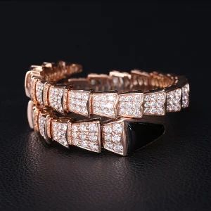 Bvlgari Serpenti Viper Womens Bracelet Custom Diamond 18K Rose Gold (2)