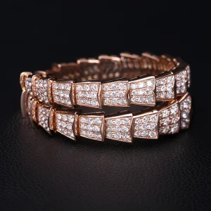 Bvlgari Serpenti Viper Womens Bracelet Custom Diamond 18K Rose Gold (2)