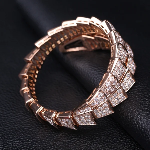 Bvlgari Serpenti Viper Womens Bracelet Custom Diamond 18K Rose Gold (2)