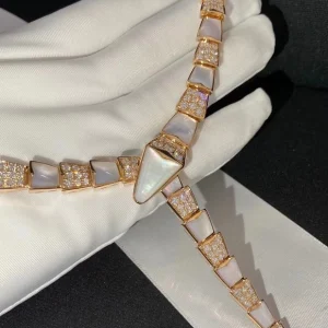 Bvlgari Serpenti Viper Womens Necklace Custom 18K Rose Gold Diamond (2)