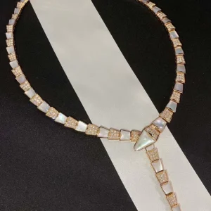 Bvlgari Serpenti Viper Womens Necklace Custom 18K Rose Gold Diamond (2)