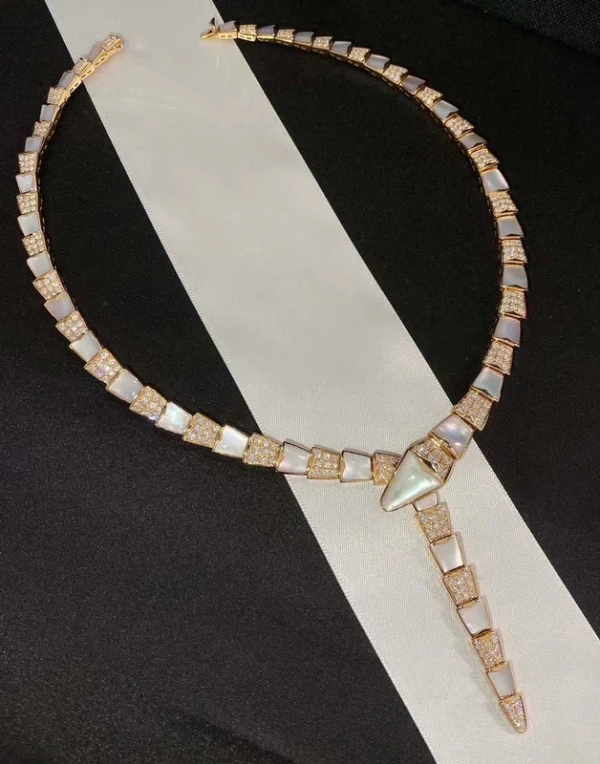 Bvlgari Serpenti Viper Womens Necklace Custom 18K Rose Gold Diamond (2)