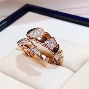 Bvlgari Serpenti Viper Womens Rings Custom Diamond 18K Rose Gold (2)