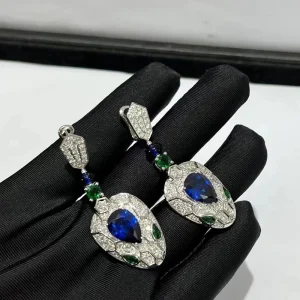 Bvlgari Serpenti Womens Earrings Custom 18K White Gold Diamond (2)