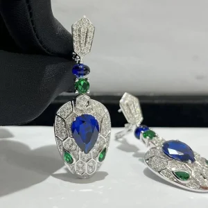 Bvlgari Serpenti Womens Earrings Custom 18K White Gold Diamond (2)