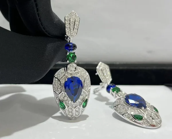 Bvlgari Serpenti Womens Earrings Custom 18K White Gold Diamond (2)