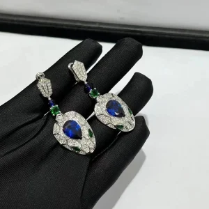 Bvlgari Serpenti Womens Earrings Custom 18K White Gold Diamond (2)