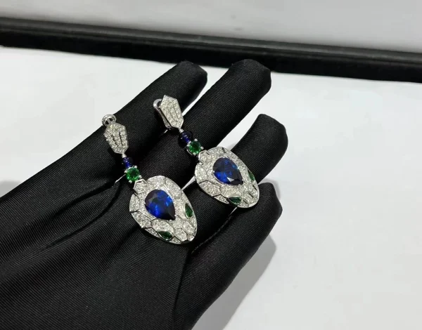 Bvlgari Serpenti Womens Earrings Custom 18K White Gold Diamond (2)