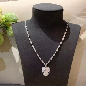 Bvlgari Serpenti Womens Necklace Custom Diamond White Gold 18K (2)