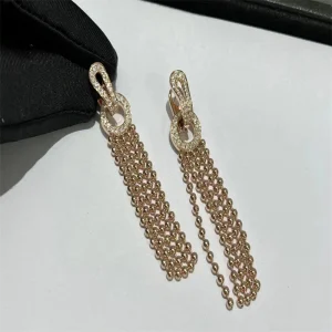 Cartier Agrafe Women Earrings Custom Diamond 18K Rose Gold (2)