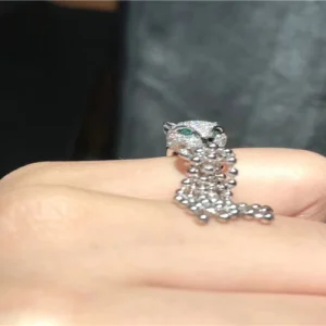 Cartier De Panthere Leopard Rings Custom Diamond 18K White Gold (2)