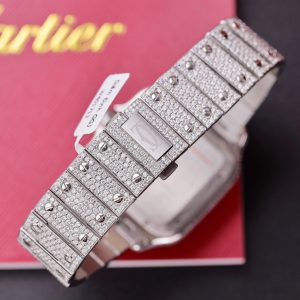 Cartier Iced Out Santos Customs Full Moissanite Diamonds Best Replica (3)