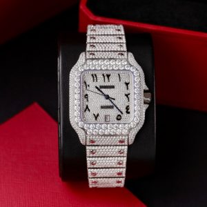 Cartier Iced Out Santos Customs Full Moissanite Diamonds Best Replica (3)