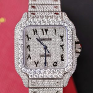 Cartier Iced Out Santos Customs Full Moissanite Diamonds Best Replica (3)