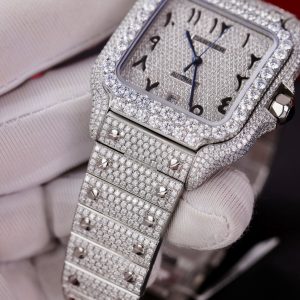 Cartier Iced Out Santos Customs Full Moissanite Diamonds Best Replica (3)