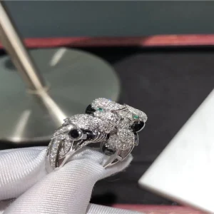 Cartier Les Oiseaux Libérés Parrot Rings Custom Diamond 18K White Gold (2)